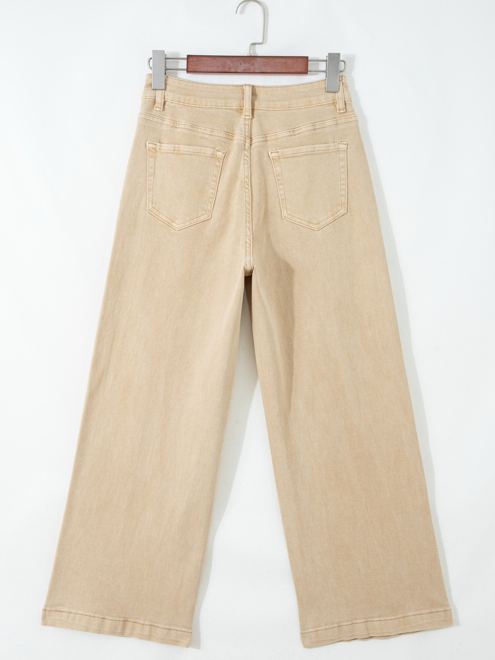 ♥️Hello Gorgeous! Tan/Khaki Wide Leg Cropped Jeans High-Waist Sizes 4-12 - Picture 8 of 11